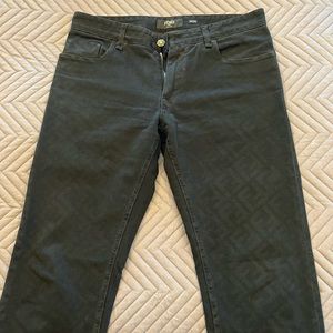 FENDI print black jeans
